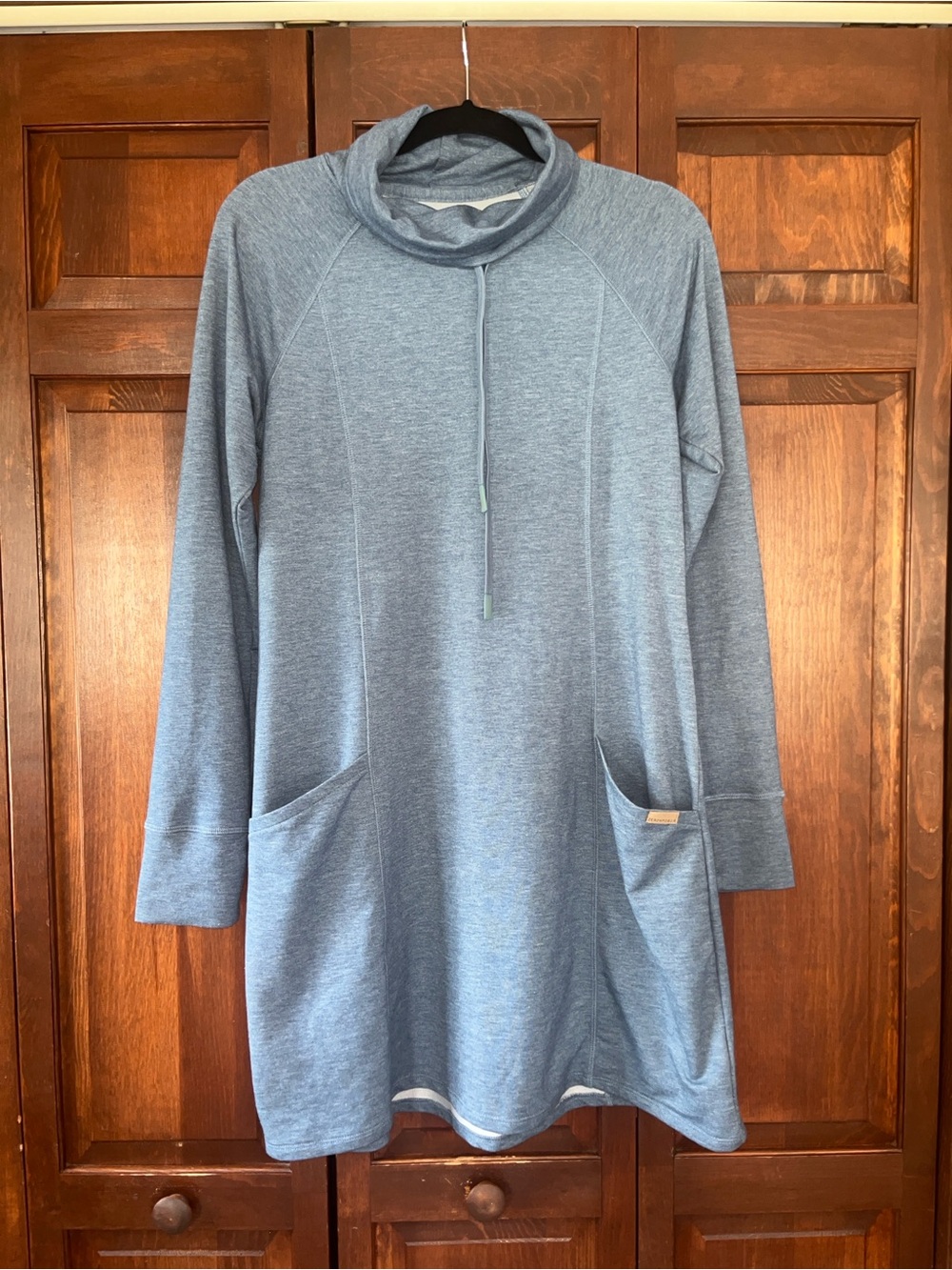 ZeroXposur Heather-Blue Cowl Neck Tunic Sweater with Pockets